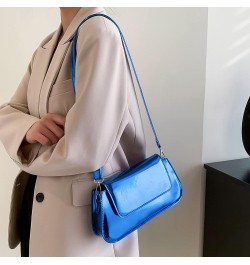 Women Shoulder Bag Girl Large Bag Gloss Hobo Bag Temperament Versatile for Leisure Travel Work Blue $8.97 Clutches