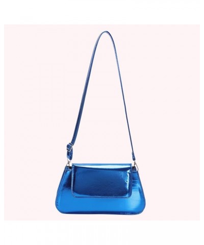 Women Shoulder Bag Girl Large Bag Gloss Hobo Bag Temperament Versatile for Leisure Travel Work Blue $8.97 Clutches