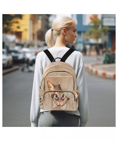 Backpack Purse for Women Funny Cat Looking Out Box, Mini Fashion Backpack Lightweight Casual Daypack Shoulder Bag Travel Back...