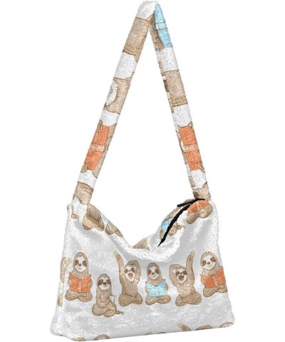 Women Boho Handbag Sloth Reading Book Underarm Bag Tote Bag Shoulder Bag Crossbody Bag Fluffy Cell Phone Purse Patriot Lady T...