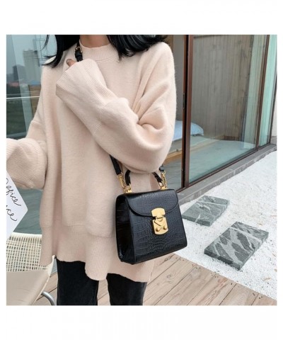 Mini Stone Pattern Leather Crossbody Bags for Women Shoulder Messenger Bag Female Travel Handbags (Color : Black, Size : 6.5 ...