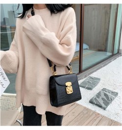 Mini Stone Pattern Leather Crossbody Bags for Women Shoulder Messenger Bag Female Travel Handbags (Color : Black, Size : 6.5 ...