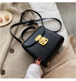 Mini Stone Pattern Leather Crossbody Bags for Women Shoulder Messenger Bag Female Travel Handbags (Color : Black, Size : 6.5 ...