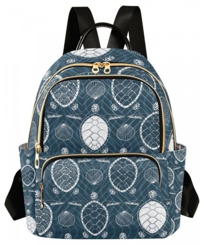 Ocean Women Backpack Ethnic Sea Turtle Seashell Anti-Theft Travel Backpack with Luggage Belt Lightweight Handbag Lady Purse R...