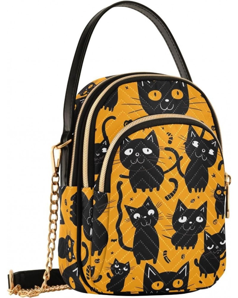 Funny Black Cat Small Crossbody Bags for Women Cell Phone Shoulder Purse Handbags Wallet 21216560 $12.42 Crossbody Bags