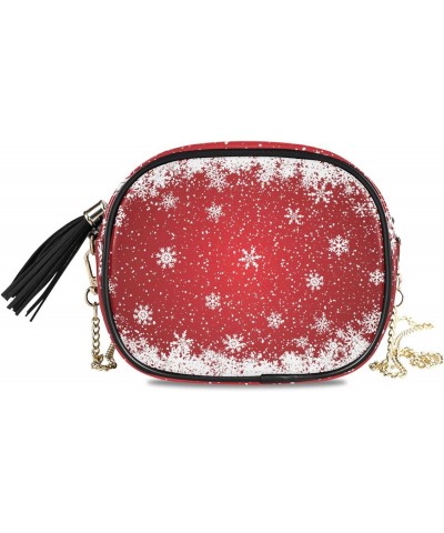 Women's White Snowflakes Red Christmas Crossbody Bag Fashion Purses Bag Cross Body Bag Shoulder Handbag with Adjustable Chain...