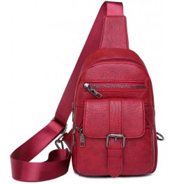 Women Chest Bag Sling Bag Multiple pockets Crossbody Bags Casual Daypacks Purse-Black Red $25.23 Totes