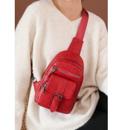 Women Chest Bag Sling Bag Multiple pockets Crossbody Bags Casual Daypacks Purse-Black Red $25.23 Totes