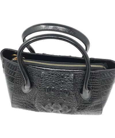 Olivia Crocodile Pattern Leather Handbag Black $38.64 Handbags