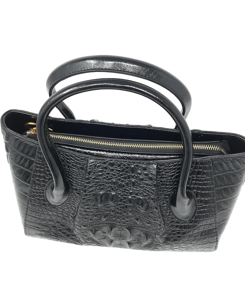 Olivia Crocodile Pattern Leather Handbag Black $38.64 Handbags