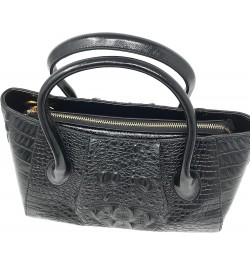 Olivia Crocodile Pattern Leather Handbag Black $38.64 Handbags