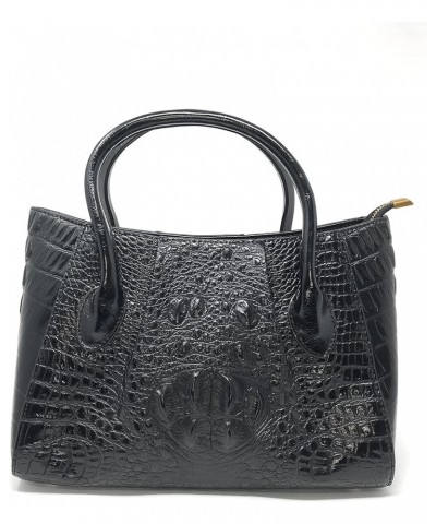 Olivia Crocodile Pattern Leather Handbag Black $38.64 Handbags