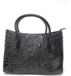 Olivia Crocodile Pattern Leather Handbag Black $38.64 Handbags