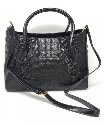 Olivia Crocodile Pattern Leather Handbag Black $38.64 Handbags