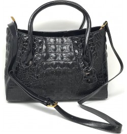 Olivia Crocodile Pattern Leather Handbag Black $38.64 Handbags