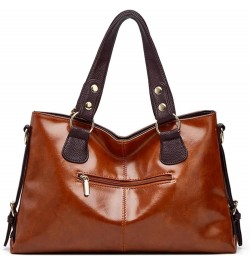 Oil Wax Leather Women Bag Handbag Large Women's Tote Shoulder Bags Top Leather Messenger Crossbody Bag Brown $29.11 Totes