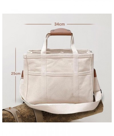 Large Capacity Multi-pocket Casual Canvas Bag, Women Crossbody Work Shoulder Handbag, Tote Bag with Pockets and Compartments ...