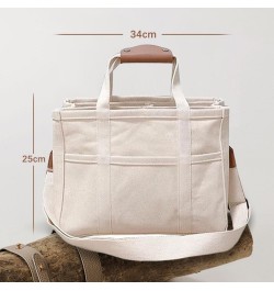 Large Capacity Multi-pocket Casual Canvas Bag, Women Crossbody Work Shoulder Handbag, Tote Bag with Pockets and Compartments ...