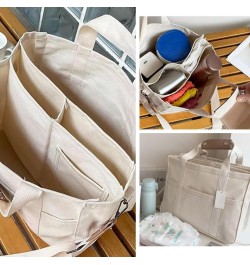 Large Capacity Multi-pocket Casual Canvas Bag, Women Crossbody Work Shoulder Handbag, Tote Bag with Pockets and Compartments ...