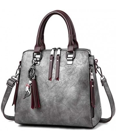 Women Vintage Synthetic Leather Handbag Lady Crossbody Bag Tote Shoulder Purse Light Grey $11.89 Totes