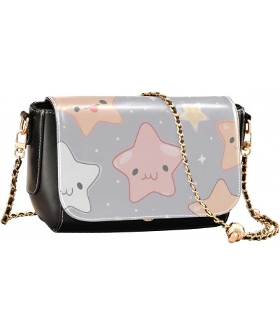 Stars Pattern on Purple Background Stylish Leather Clamshell Crossbody Handbag with Detachable Adjustable shoulder strap $21....