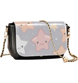 Stars Pattern on Purple Background Stylish Leather Clamshell Crossbody Handbag with Detachable Adjustable shoulder strap $21....