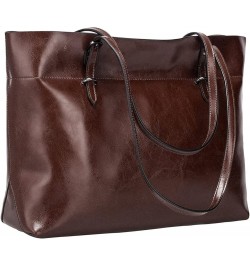 Women Vintage Genuine Leather Tote Shoulder Bag Handbag Upgraded Version Large Coffee $42.02 Totes