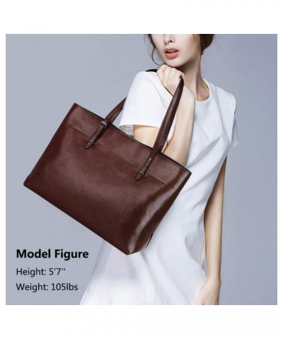 Women Vintage Genuine Leather Tote Shoulder Bag Handbag Upgraded Version Large Coffee $42.02 Totes