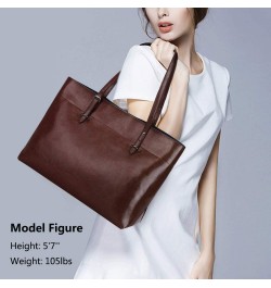 Women Vintage Genuine Leather Tote Shoulder Bag Handbag Upgraded Version Large Coffee $42.02 Totes