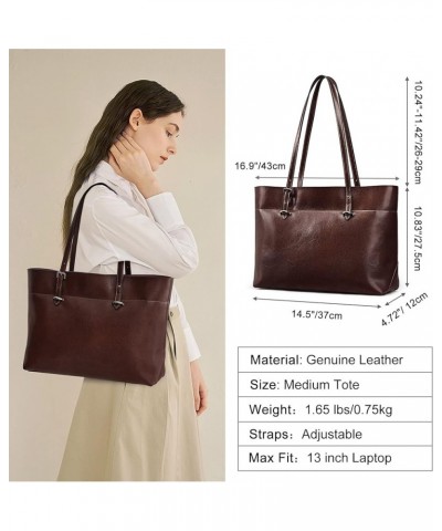 Women Vintage Genuine Leather Tote Shoulder Bag Handbag Upgraded Version Large Coffee $42.02 Totes