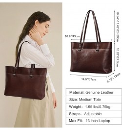 Women Vintage Genuine Leather Tote Shoulder Bag Handbag Upgraded Version Large Coffee $42.02 Totes