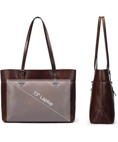 Women Vintage Genuine Leather Tote Shoulder Bag Handbag Upgraded Version Large Coffee $42.02 Totes