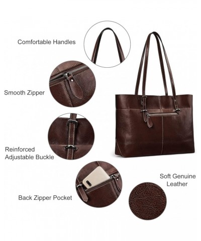 Women Vintage Genuine Leather Tote Shoulder Bag Handbag Upgraded Version Large Coffee $42.02 Totes