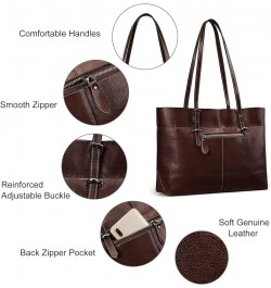 Women Vintage Genuine Leather Tote Shoulder Bag Handbag Upgraded Version Large Coffee $42.02 Totes