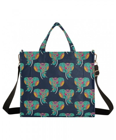 Women Colorful Sugar Skull Indian Elephants Corduroy Tote Bag Casual Handbags Fashion Shoulder Hobo bag $12.73 Totes