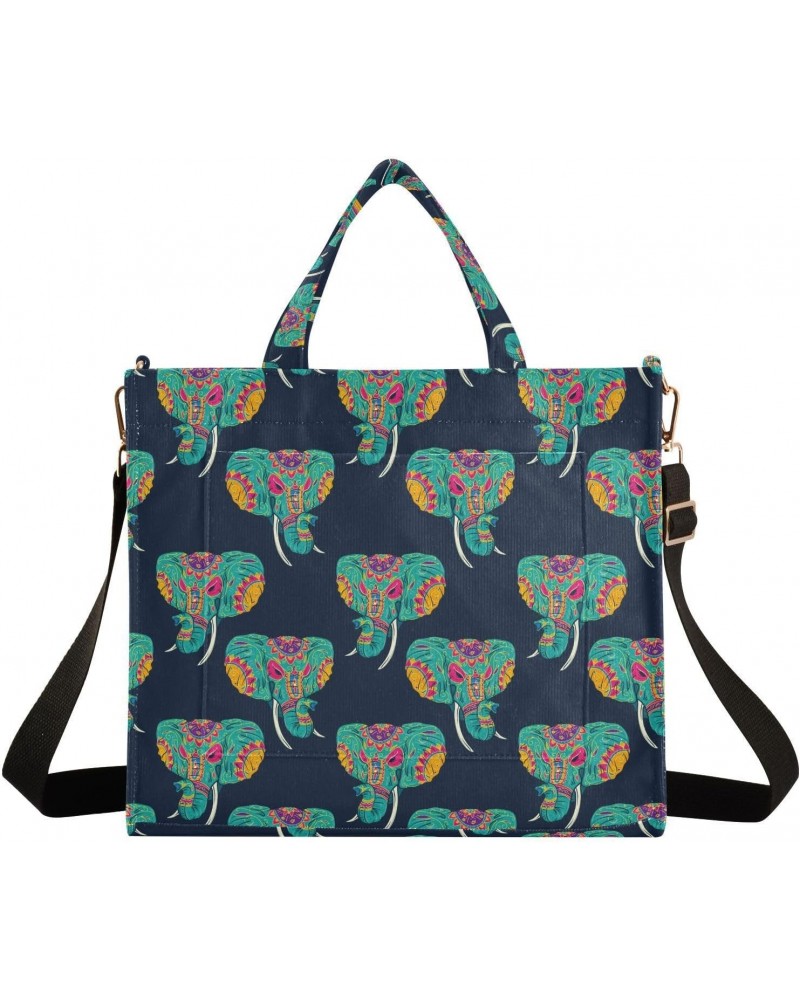 Women Colorful Sugar Skull Indian Elephants Corduroy Tote Bag Casual Handbags Fashion Shoulder Hobo bag $12.73 Totes