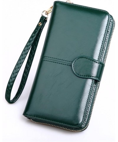 Leather Long Wallet for Women Women' Wallets Card Holder Phone (Color : Dark Blue) Green $9.39 Wallets