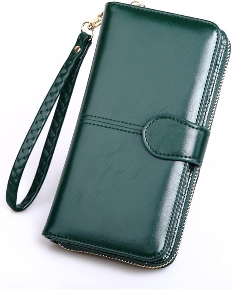 Leather Long Wallet for Women Women' Wallets Card Holder Phone (Color : Dark Blue) Green $9.39 Wallets