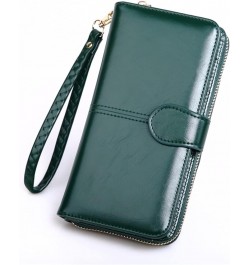 Leather Long Wallet for Women Women' Wallets Card Holder Phone (Color : Dark Blue) Green $9.39 Wallets