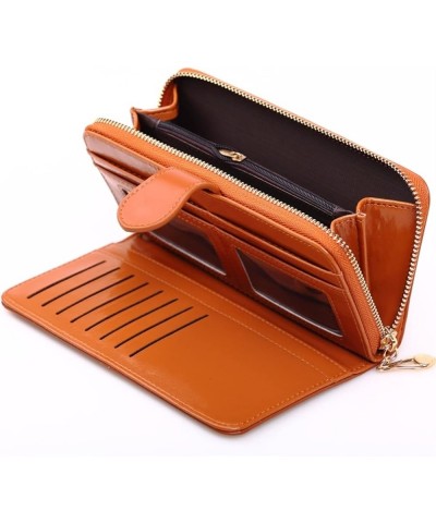 Leather Long Wallet for Women Women' Wallets Card Holder Phone (Color : Dark Blue) Green $9.39 Wallets