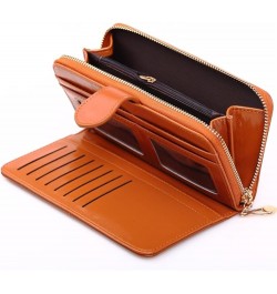 Leather Long Wallet for Women Women' Wallets Card Holder Phone (Color : Dark Blue) Green $9.39 Wallets