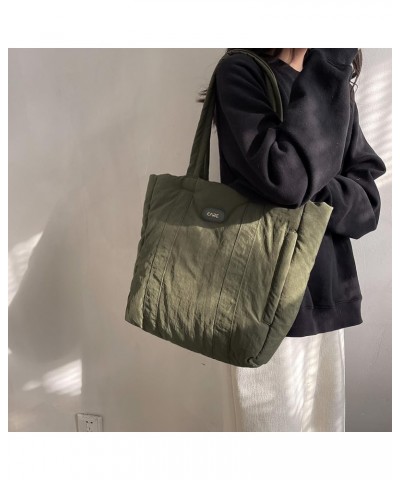 Women Puffer Tote Bag Lar ity Handle Bag Litweit Puffy Shoulr Bag Hobo Bag Green $8.15 Totes