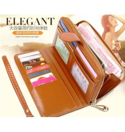 Leather Long Wallet for Women Women' Wallets Card Holder Phone (Color : Dark Blue) Green $9.39 Wallets