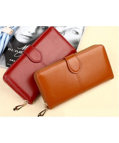 Leather Long Wallet for Women Women' Wallets Card Holder Phone (Color : Dark Blue) Green $9.39 Wallets