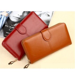 Leather Long Wallet for Women Women' Wallets Card Holder Phone (Color : Dark Blue) Green $9.39 Wallets