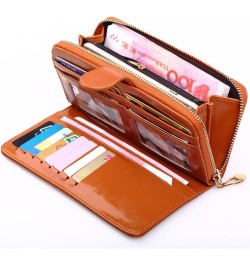 Leather Long Wallet for Women Women' Wallets Card Holder Phone (Color : Dark Blue) Green $9.39 Wallets