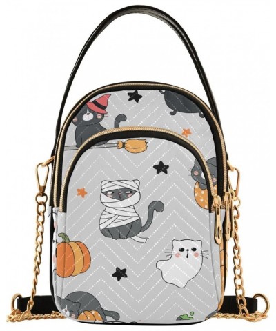 Halloween Ghost Cat Crossbody Bags for Women Crossbody Bag Hand Bag with Chain Strap for Travel Daily Use $15.33 Crossbody Bags