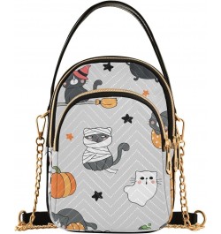 Halloween Ghost Cat Crossbody Bags for Women Crossbody Bag Hand Bag with Chain Strap for Travel Daily Use $15.33 Crossbody Bags