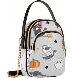 Halloween Ghost Cat Crossbody Bags for Women Crossbody Bag Hand Bag with Chain Strap for Travel Daily Use $15.33 Crossbody Bags