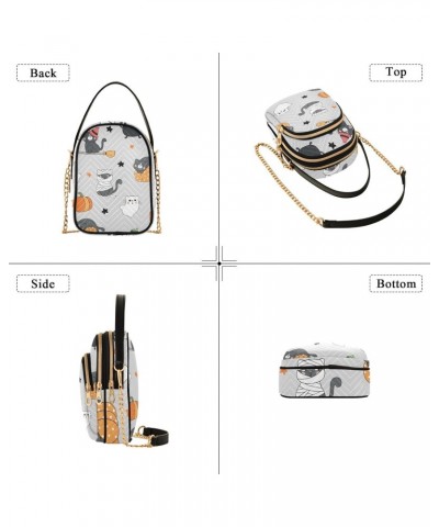 Halloween Ghost Cat Crossbody Bags for Women Crossbody Bag Hand Bag with Chain Strap for Travel Daily Use $15.33 Crossbody Bags